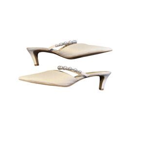 Dolce Vita White Heels with Pearl Accents